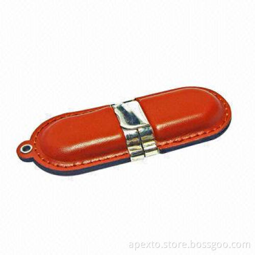Leather USB Flash Drive with >1,000,000 Times Data Encryption and Plug-and-play Function
